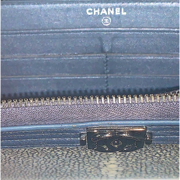 CHANEL GALUCHAT STINGRAY BOY LONG ZIPPY WALLET KARL LAGERFIELD GUNMETAL - Picture 9 of 11